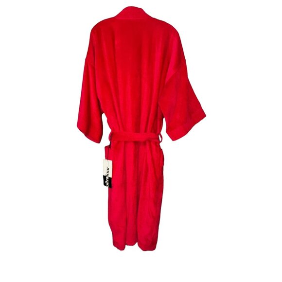 Pierre Cardin Mens Red Ultra lour Thick Terry Cloth Bathrobe One Size - Picture 5 of 6
